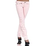 jeans rosa please Super angenehm zu tragen Damen Bootcut Jeans Hose Damenjeans Hüftjeans Gerades Bein Dicke Naht Nähte H922,Rosa,40 (Etikette 42)