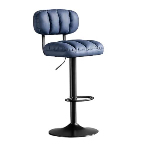 Tabourets de bar en simili cuir bleu haute qualité et acier - 2