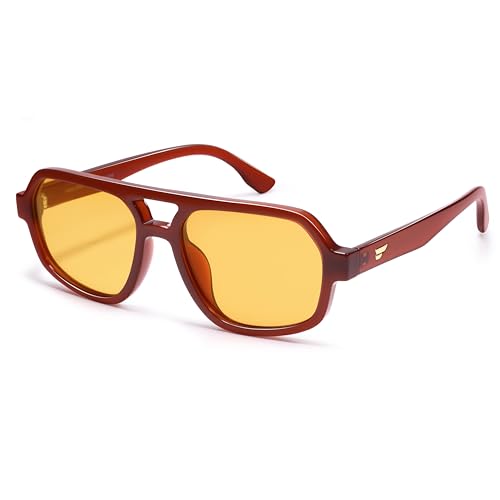 yellow oversized aviator sunglasses
