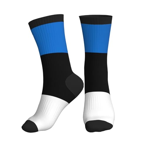 EKPASVC Chaussettes tubulaires imprimées drapeau de l'Estonie pour homme, confort semblable au coton, performance athlétique, pour la course et le quotidien, 3 noir, Taille unique