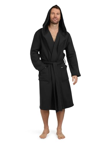 Image of Eddie Bauer Mens Robe - Luxury Fleece Bathrobe with Hood and Pockets | Soft Warm Plush Winter Bath Robe for Men