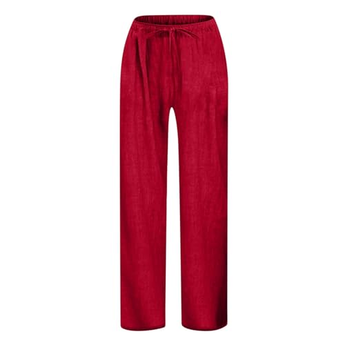 Girls Linen Pants Teen Casual Summer Trousers Lightweight Loose Fit Elastic Waist Comfortable Long Solid Plus2