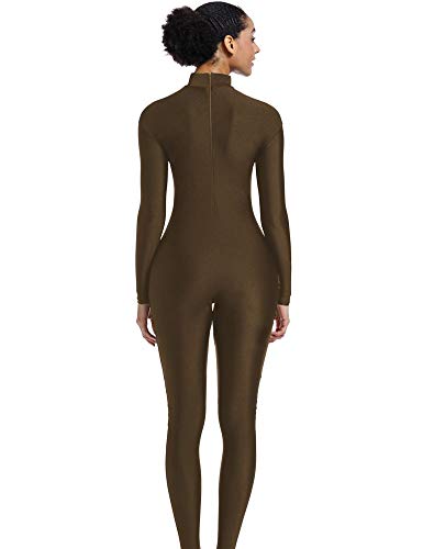 Image of Adult High Neck Long Sleeve Dance Unitard for Women Bodysuits Full Body Leotard Spandex Catsuit