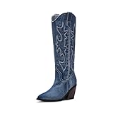 Madden Girl Women's Arizona Western Boot, Denim, 8.5