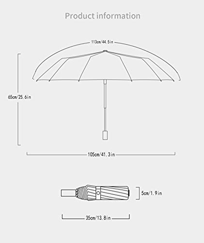 Erised's Bifrost Compact Travel Folding Portable Umbrella 46 Inch Windproof/Wind Resistant,Automatic Open Close,12 Ribs,99 Uv Protection Upf 50,Sun/Rain,Real Wood Handle,Women Men #TOP1