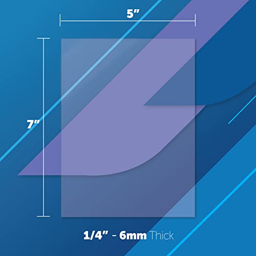 Image of Mega Format Clear Acrylic Sheet - Durable Thick Plexiglass Sheeting for Artwork, Covers, Window Panes, & Laser Etching Designs - 5 inch x 7 inch 1 /4 (6mm) - 3pk
