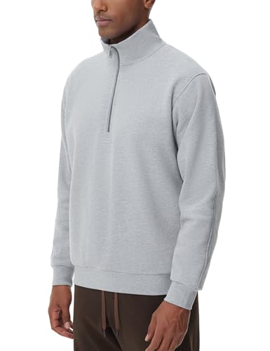 THE GYM PEOPLE Men's Half Zip Fleece Pullover Sweatshirts Midweight Mock Neck Workout Sweat Tops2