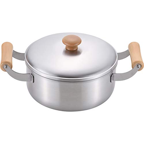 Wahei Freiz CS-002 Two-Handled Pot, Made in Japan, 7.9 inches (20 cm), Induction Compatible, Stainless Steel, Wooden Handle