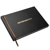 Officewerks - Libro de registro para visitantes, 120 páginas, tapa dura negra, 20 x 18 cm