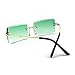 FEISEDY Rimless Rectangle Sunglasses - Vintage Candy Color - Beach Driving Fashion Accessory B2642 Gradual Green