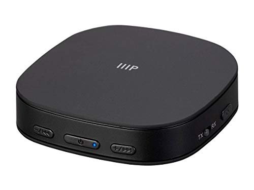 Monoprice Premium Bluetooth 5 Transmitter & Receiver with aptx HD, aptX, aptX Low Latency, AAC, and SBC Codecs and Optical and Aux Inputs Small by Monoprice - Used condition - US$29.25