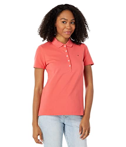 Tommy Hilfiger Damen-Polo-T-Shirt, Helle Geranie, Groß