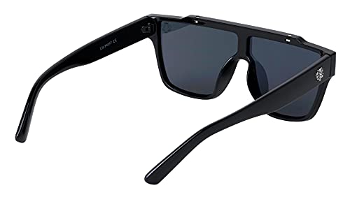 Kleo Legend - Flat Top One Piece Shield Frame Side Lion Head Medallion Rectangular Hip Hop Sunglasses3
