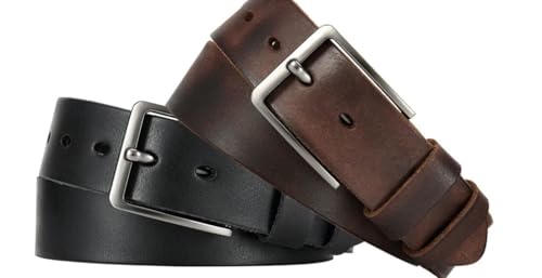 Men Leather Belt with Minimalist Metal Pin Buckle Finish2