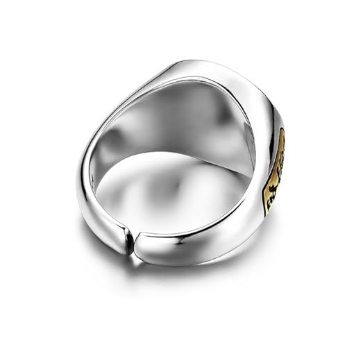 Yellow God of Wealth Ring Fengshui S925 Stering Silver Engraved Relief Ring, Protection Amulet Wealth Love Jewelry, Adjustable Rings for Men Women3