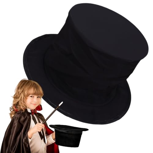 Zauberhut Für Kinder | Magician Hat Mit Geheimfach | Lustige Zauberer-Party-Frühlingszylinder-Zylinder-Kostüm | Zauberer Zauberhut Faltbarer Für Kinder Karneval Fasching Zauberers Magier Schwarz