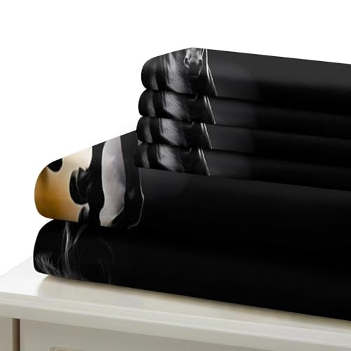 Parure de lit cheval noir effet 3D en microfibre super douce