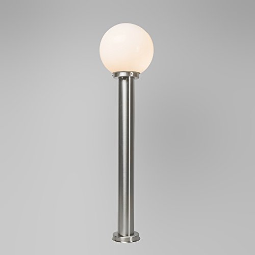 Qazqa - Nowoczesna lampa zewnętrzna słup stal nierdzewna 100 cm - Sfera - E27 | 1 światło - Stal nierdzewna - Odpowiednie dla Oświetlenie zewnętrzne