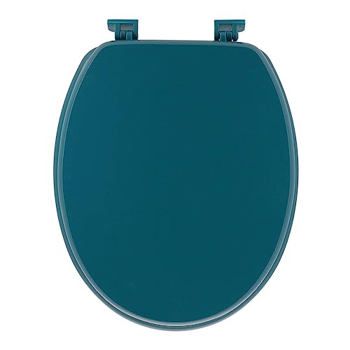 Tendance - Abattant WC MDF 18 Pouces Attaches Plastiques - Bleu Tahitien - Salle de Bain - Abattants Universel - Lunette de Toilette