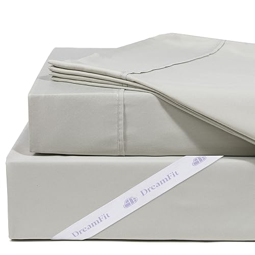 DreamFit DreamChill Cooling Bamboo Sheets for Hot Sleepers with Elastic Corner Straps 20 inch Extra Deep Pocket Breathable Silky Soft 100% Crafted in USA Twin XL Sheet Set Sage