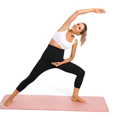 Foucome Women's Maternity Capri Leggings Over The Belly Pregnancy Active Workout Yoga Tights Pants (Black, M) #TOP5