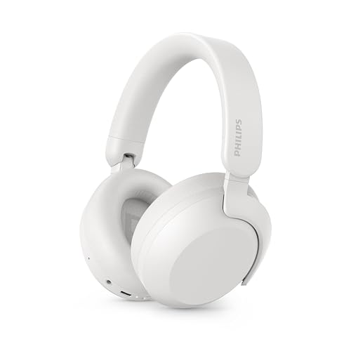 Philips TAH8000EWT/00 Cuffie Bluetooth over-ear wireless – Cancellazione del rumore, 70H di riproduzione, Assistente vocale compatibile, Ideali per viaggiare – Bianco