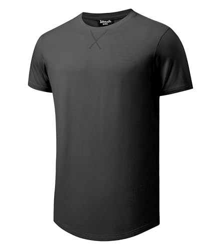 Idtswch Mens Tall T Shirts Lightweight Cotton Longline Short Sleeve T-Shirt Tee