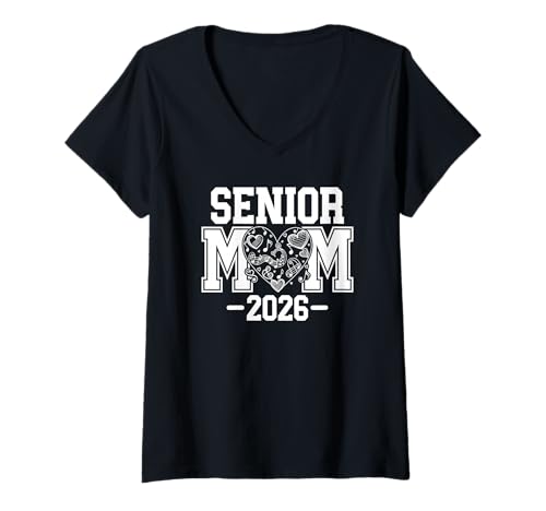 Womens Band Senior Mom, Class of 2026, Band Mom Senior Night Grad V-Neck T-Shirt