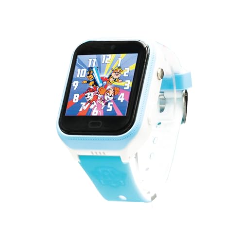 PAW PATROL Patrol 4G Kids-Watch Uhr für Jungen und Mädchen mit Filtern die der integrierten Kamera gemacht Werden. Chat, Videoanrufe, Video, & Körpertemperatur (Blau)