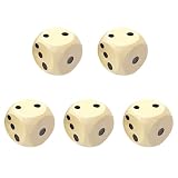 HDFHDF 5 Stück Würfel Groß Spielwürfel Holzwürfel Groß Spielwürfel Holz Würfel 30mm