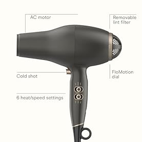 Alternative view of INFINITI PRO CONAIR FloMotion Pro Hair Dryer, Personalize Your Drying Experience with Adjustable Airflow and 6 Heat/Speed Settings, Blow Dryer with Diffuser and Concentrator Attachments, Black