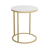 ASerZenith Mesa De Centro Moderna, Redonda, De Mármol, con Almacenamiento para Sala De Estar, Dormitorio, Espacio Pequeño, con Marco De Metal Dorado/Negro.(F-45 * 45 * 55Cm)