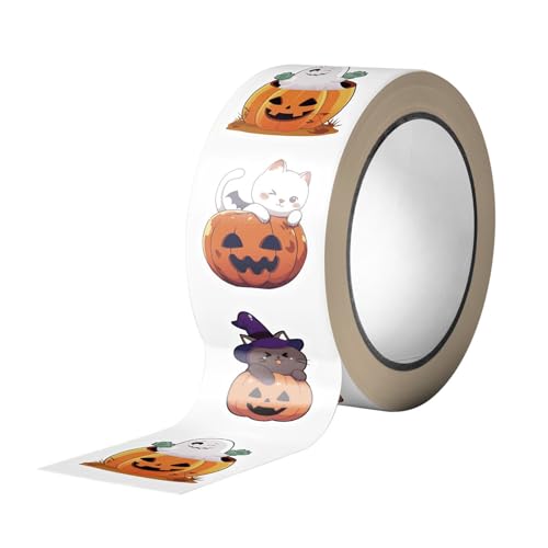 Rollo de pegatinas de Halloween | 500 piezas sellos para sobres con cara de, etiquetas adhesivas para sello – Para diario, scrapbooking, decoración, creación de tarjetas, galletas, magdalenas, dulces