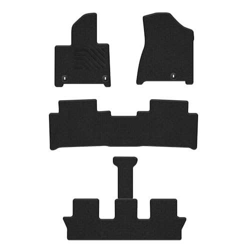 Carpet Floor Mats Custom Fit for Hyundai Santa Fe 6/7 Seats 2024 2025 2026 Gas & Hybrid 1st 2nd 3rd Row Set All Weather Anti-Slip Waterproof Back Floor Liners - 5pc