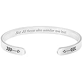 Not All those who wander are lost Inspirational Cuff Bracelets Bangle for Women with secret Message...