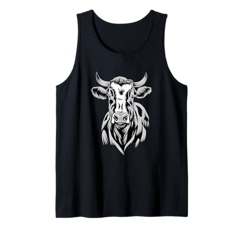 Vaca Holstein Agricultora Suiza Fleckvieh Cara Cabeza Animal Camiseta sin Mangas
