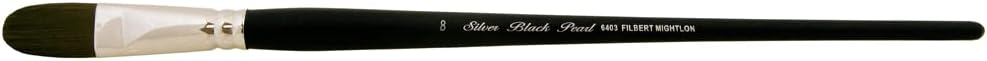 Silver Brush 6403-8 Black Pearl Mightlon Synthetic Long Handle Brush, Filbert, Size 8