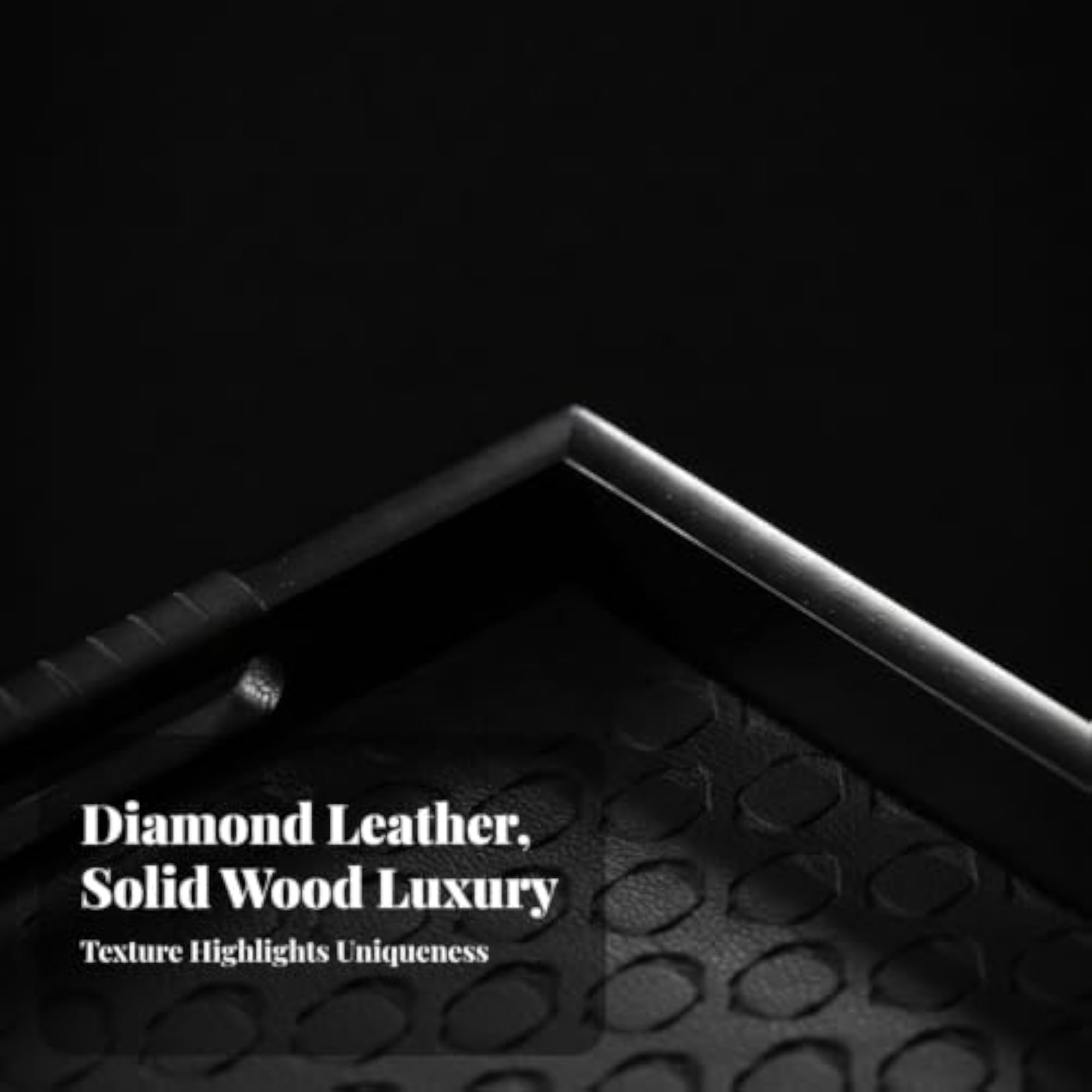 Rectangular Wooden Tray with Leather Surface, Elegant Design