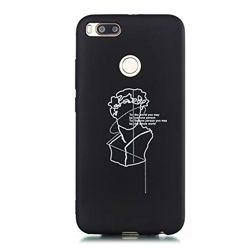 CUAgain Funda Compatible con Xiaomi Mi A1/Xiaomi Mi 5X Silicona Dibujos Motivo Negro Kawaii Ultrafina One Piece Carcasa Mi A1 Case Antigolpes Bumper Protección Resistente Cover,Estatua