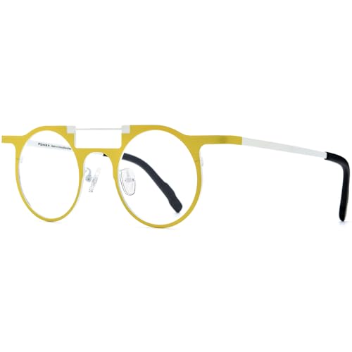 Image of FONEX Colorful Pure Titanium Glasses Frame Women Retro Round Eyeglasses F85782