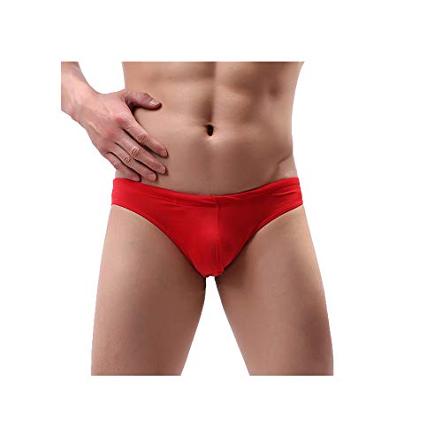 Celucke Badehose Herren Enge Slips Männer Sommer Bademode Schwimmshorts Kurze Schwimmhose Schnelltrocknend Fest Sitzend Chlorresistent UV-Schutz (Rot, XL)