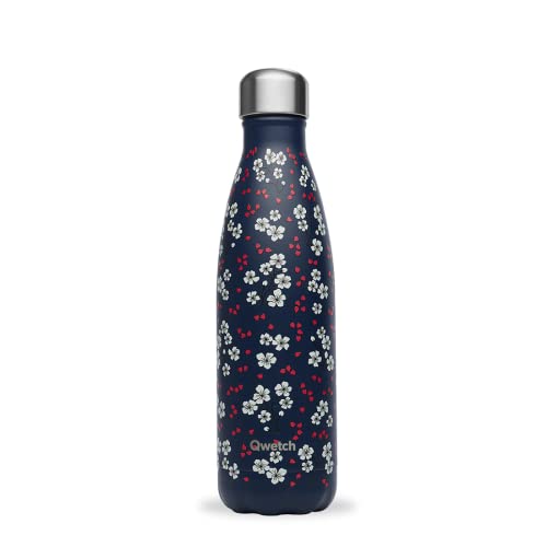 Qwetch - Bouteille Isotherme Originals Hanami Bleu 500ml - 24h Froid et 12h Chaud - Etanche, Sans BPA &amp; Réutilisable - Gourde inox isotherme pour Sport, Voyage, Bureau, Randonnée