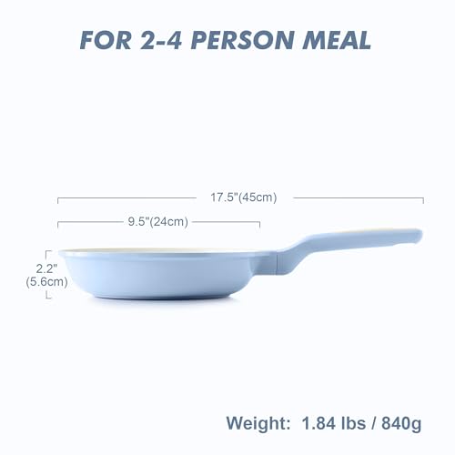 Image of SENSARTE Nonstick Ceramic Frying Pan 9.5-Inch, Healthy Non Toxic Skillet, Induction Compatible Omelet Pan with Heat Resistant Handle, PFAS-Free, Blue
