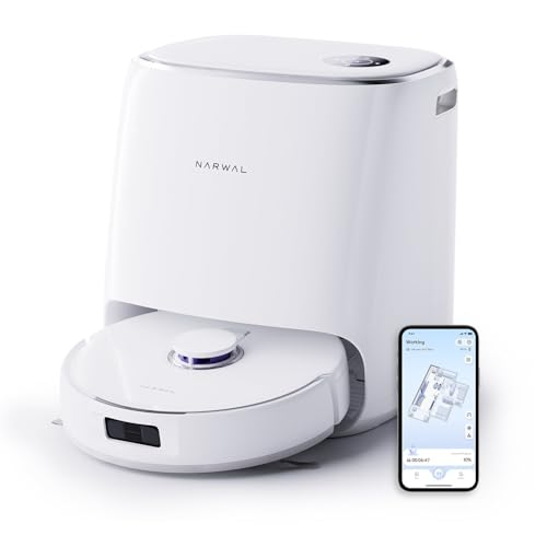 Narwal Freo X Ultra Vacuum & Mop, 0 Hair Tangle, 2 Side Brushes, Edge Swing, 8200 Pascal Suction, AI Dirt Sense, Dust & Detergent Box, HEPA Filter, Tri Laser Navigation, 7 Week Storage, Voice Control
