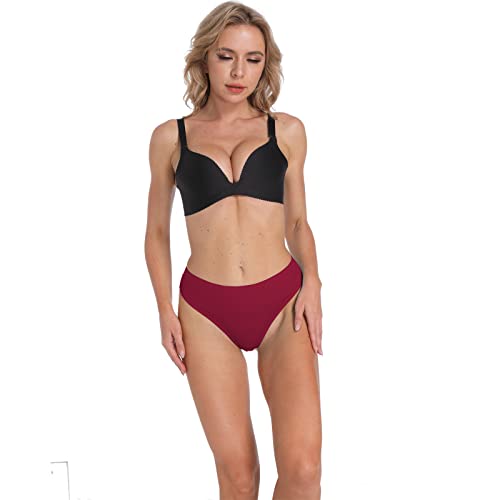 Image of High Waisted Cotton Thongs Underwear For Women Breathable Sport Athletics Panties High Rise Plus Size Multipack