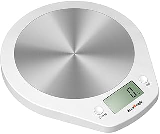 ACCUWEIGHT 203 Digital Kitchen Scales Food Scale for Baking Cooking Electronic Stainless Steel Postal Scale for Home School Office, Liquid Measure Feature in ml and fl. Oz, 5000g, 1g increments