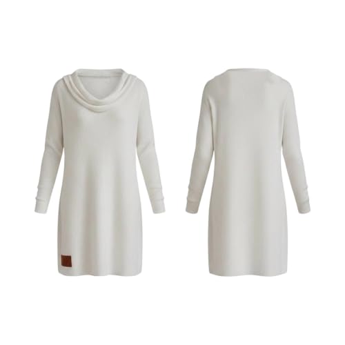 PXQIRMR Fall Dresses for Women Textured Cowl Neck Long Sleeve Mini Dress - image 7