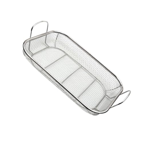 ROMISBABA Cestino Per Barbecue in Acciaio Inox Maniglie Portatili, Vassoio Di Scolo Per Alimenti, Contenitore Portaoggetti Multifunzionale Per Grigliate All’aperto, Uso Pratico e Resistente