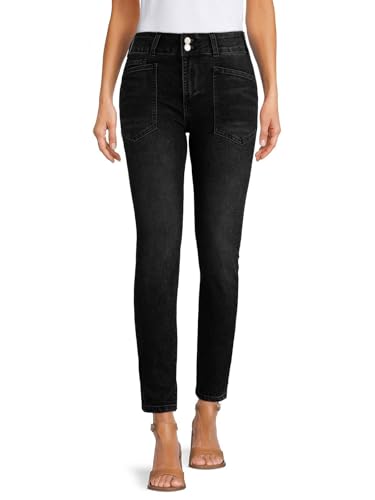 Sidefeel Women's Skinny Jeans Straight Leg High Waisted Stretchy Ankle Denim Pants with Patch Pockets