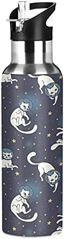 Galaxy Animal Cat Kitten Water Bottle Vacuum Insulated Stainless Steel Thermos Mug Kids Water Bottle with S…